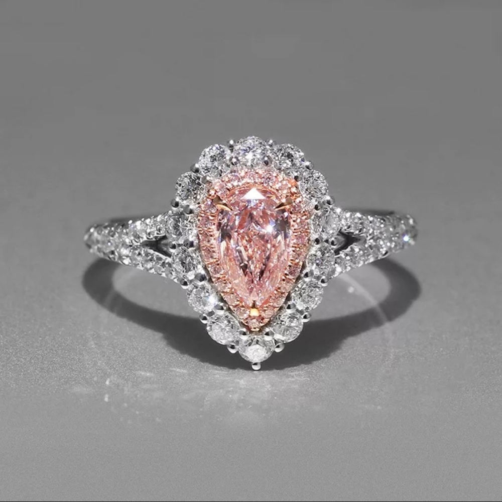 Vintage style 2ct. Pink Chrystal Silver ring